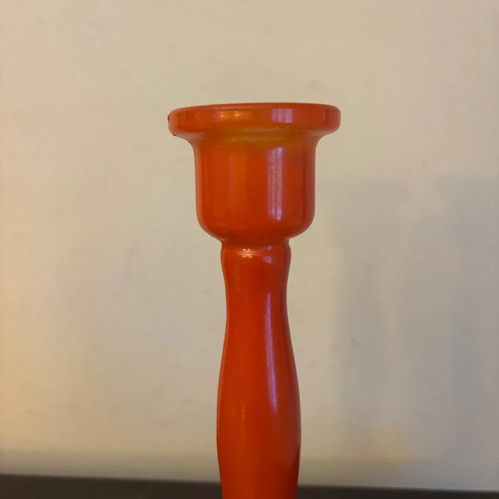 Old Flame Candlestick Co. Wynonna & Naomi Tangerine Colored Glass Candle Holder